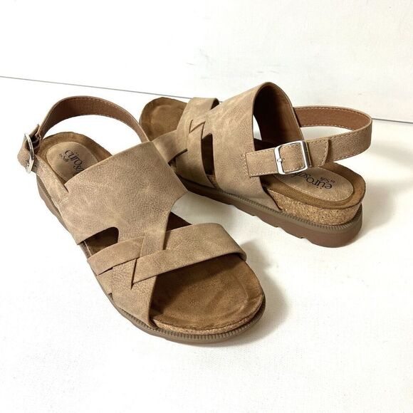 Sofft Eurosoft Faux Leather Cross Straps Womens 10 M Sandals Sling Back Open Toe - Picture 4 of 11